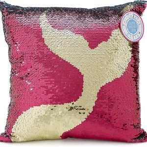 NWT Sparkly Charming Charlie Blue & Pink Reversible Mermaid Tail Sequin Pillow